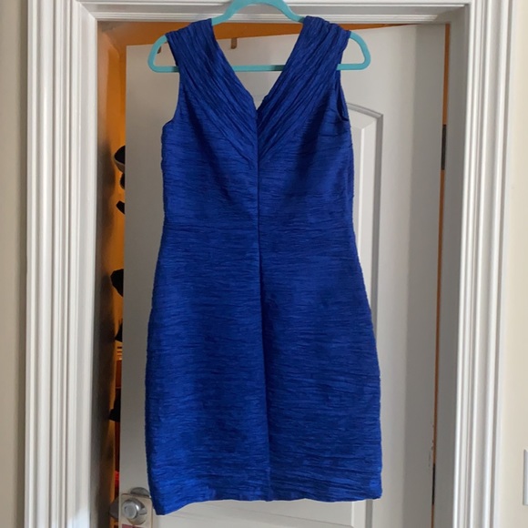EMMA FASHIONS Royal Blue Shirred Cocktail Dress w/design sz 12 - Picture 5 of 9